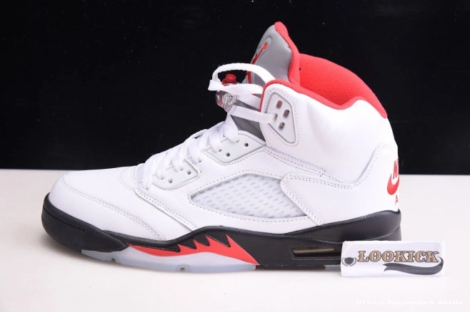 Official Maikesneakers Red Retro Air 5 Jordan Fire (2020) DA1911-102 Tongue Silver 0803